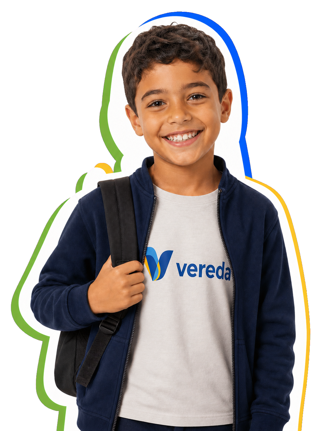 Estudante sorrindo com mochila